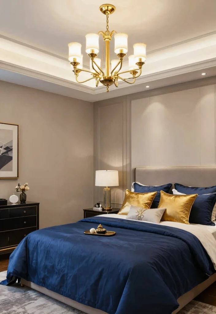 12 Blue Bedroom Ideas for a Relaxing Mood 10. Classic Blue and Gold 0