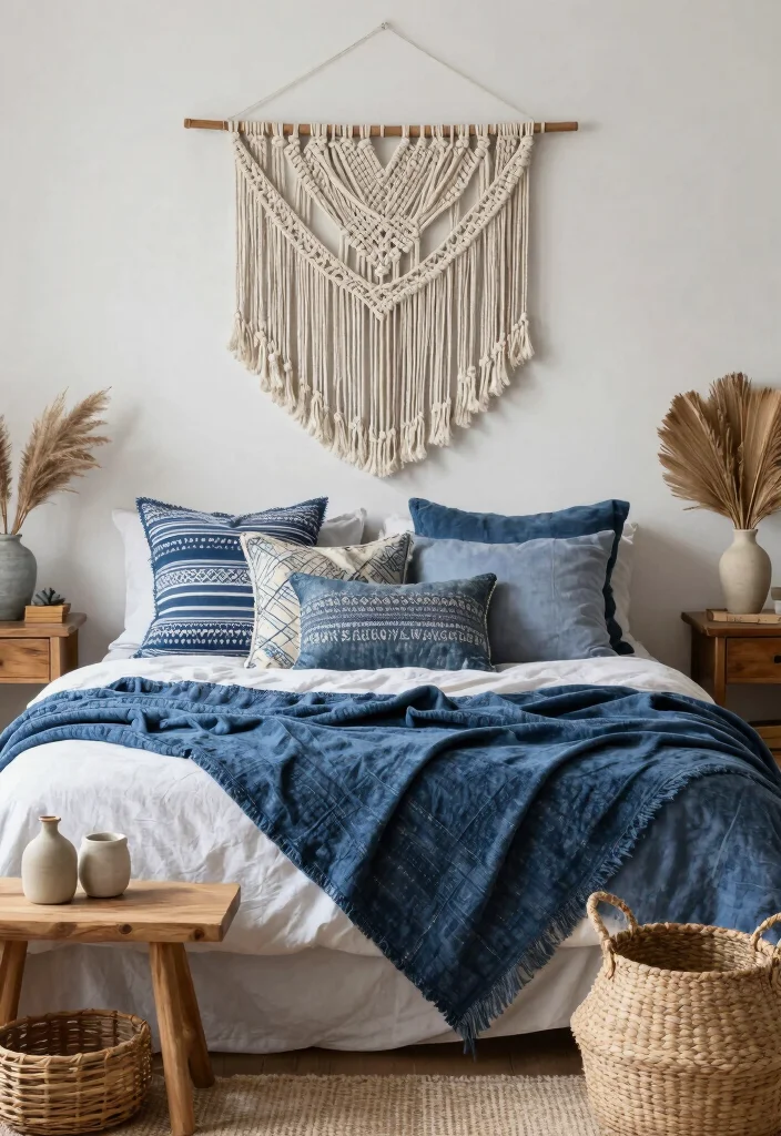 12 Blue Bedroom Ideas for a Relaxing Mood 12. Beachy Bohemian Blues 0