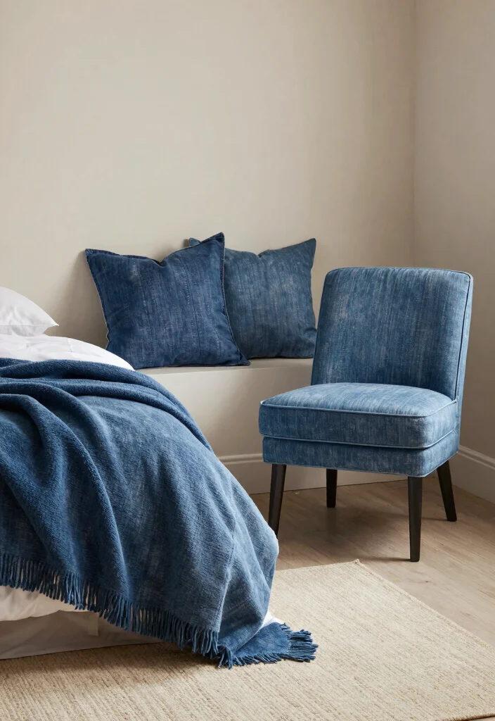 12 Blue Bedroom Ideas for a Relaxing Mood 8. Soft Denim Blue Accents 0