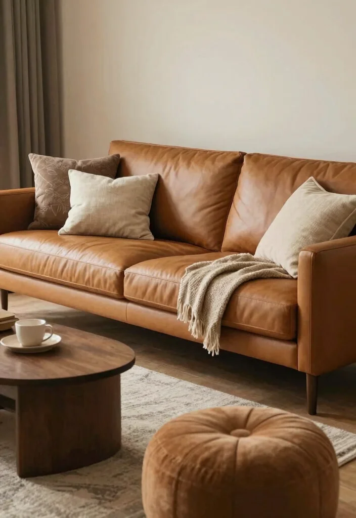 12 Cognac Couch Living Room Ideas That Look Rich 62 12 Cognac Couch Living Room Ideas That Look Rich 12. Emphasizing Comfort 0