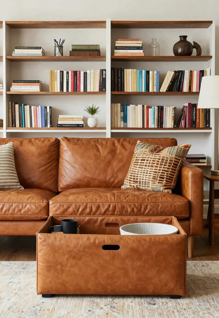 12 Cognac Couch Living Room Ideas That Look Rich 38 12 Cognac Couch Living Room Ideas That Look Rich 8. Smart Storage Solutions 0
