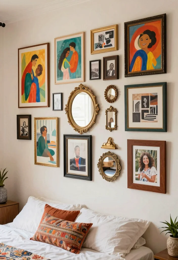 12 Colorful Bedroom Ideas That Feel Happy 14 12 Colorful Bedroom Ideas That Feel Happy 4. Eclectic Gallery Walls 0