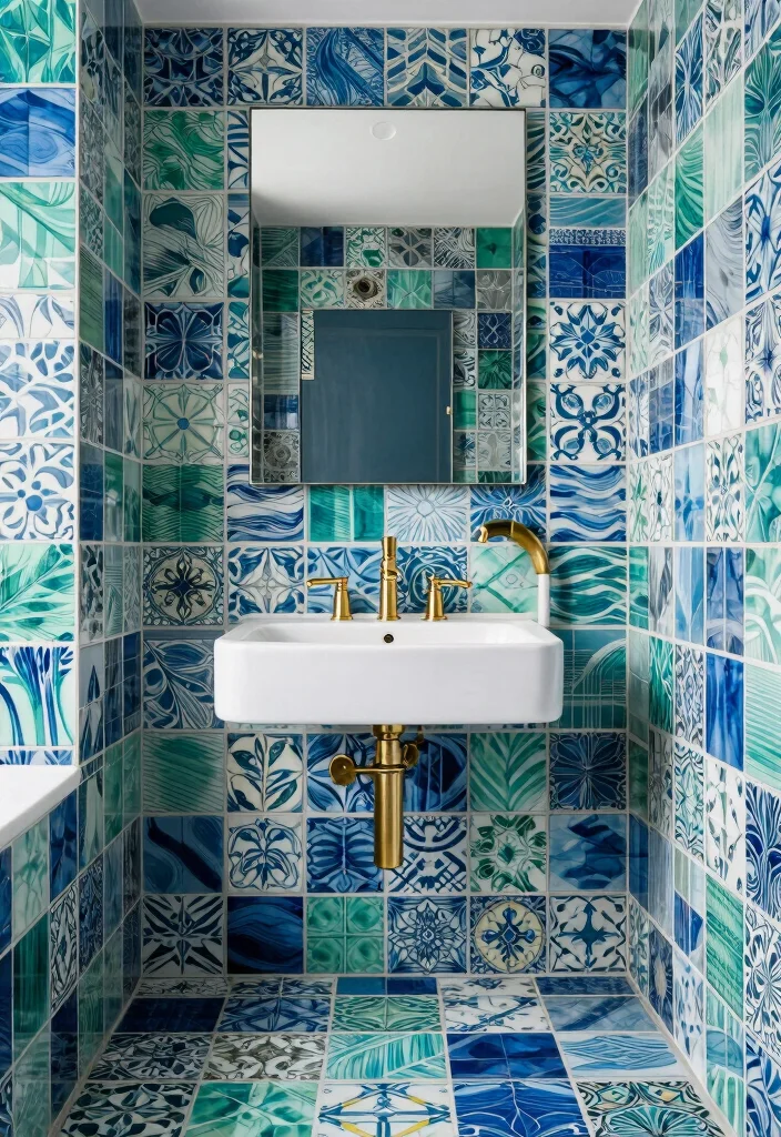 12 Cool Bathroom Ideas with Modern Visual Impact 10. Artistic Tiles 0