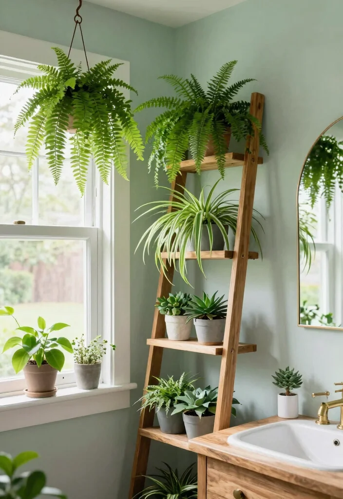 12 Cool Bathroom Ideas with Modern Visual Impact 2. Greenery Galore 0