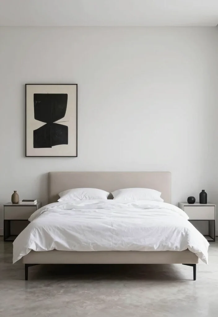 12 Cool Bedroom Ideas with Modern Personality 4. Minimalistic Approach with Bold Accents 0