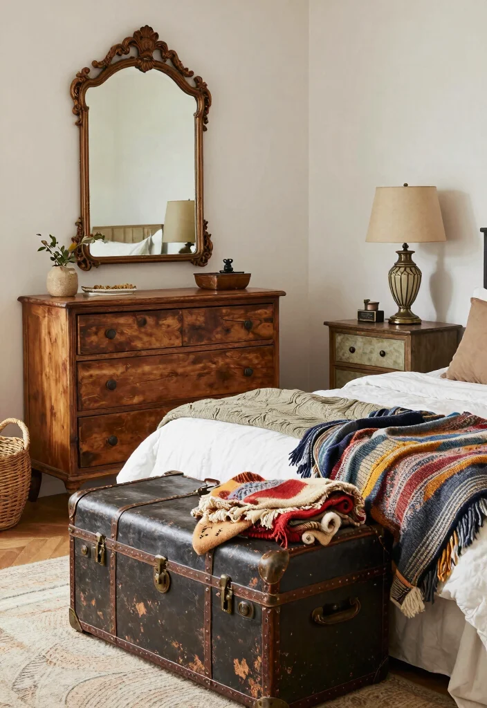 12 Cool Bedroom Ideas with Modern Personality 5. Vintage Finds and Thrifted Treasures 0