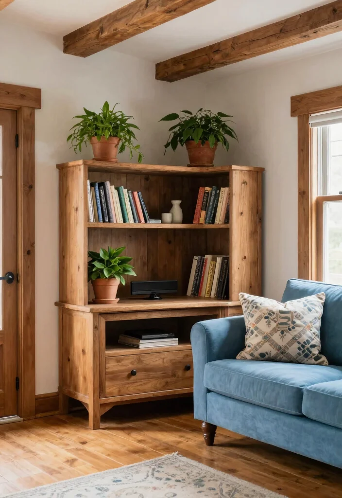 12 Corner TV Unit Living Room Ideas That Save Space 1 12 Corner TV Unit Living Room Ideas That Save Space 1. Rustic Charm with a Wood Corner Unit 0
