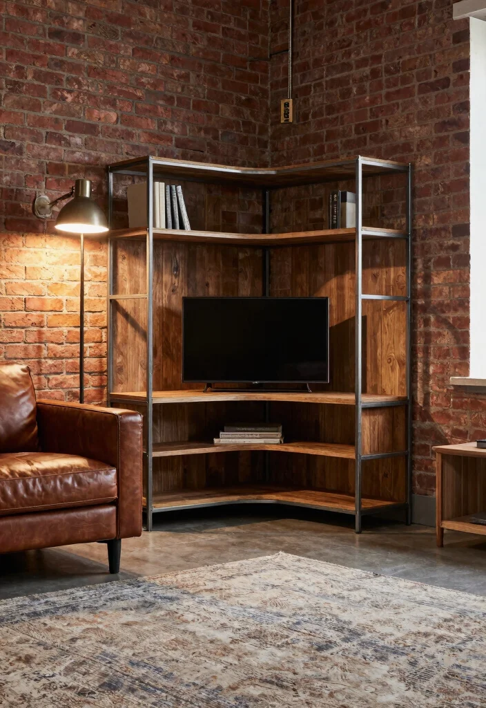 12 Corner TV Unit Living Room Ideas That Save Space 27 12 Corner TV Unit Living Room Ideas That Save Space 7. Industrial Chic with Metal Frames 0