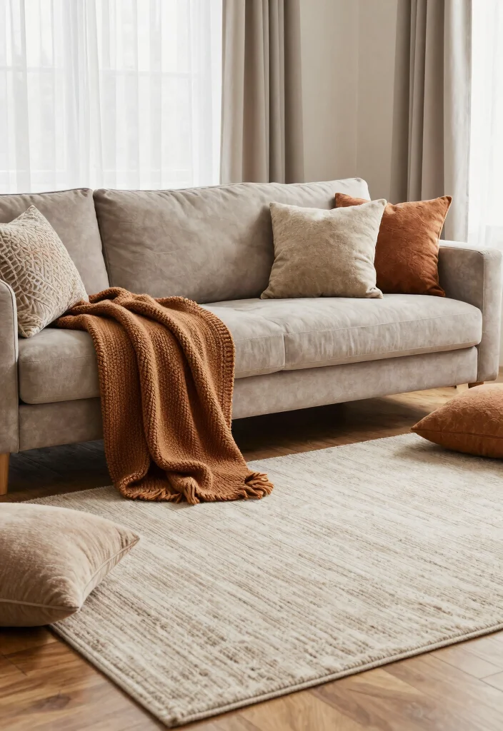 12 Cozy Living Room Ideas with Warm Colors 2. Layer Cozy Textiles 0