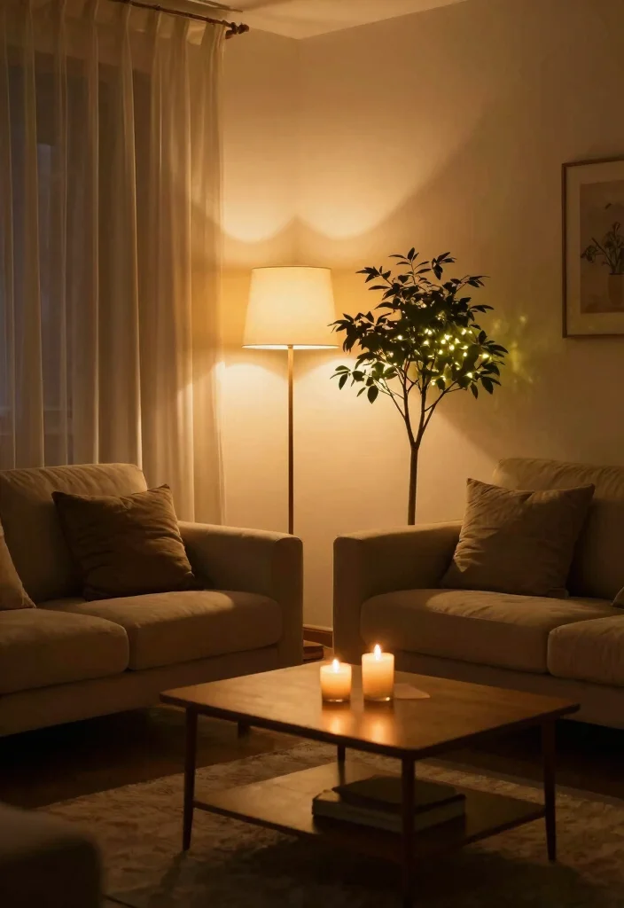 12 Cozy Living Room Ideas with Warm Colors 4. Add Ambient Lighting 0