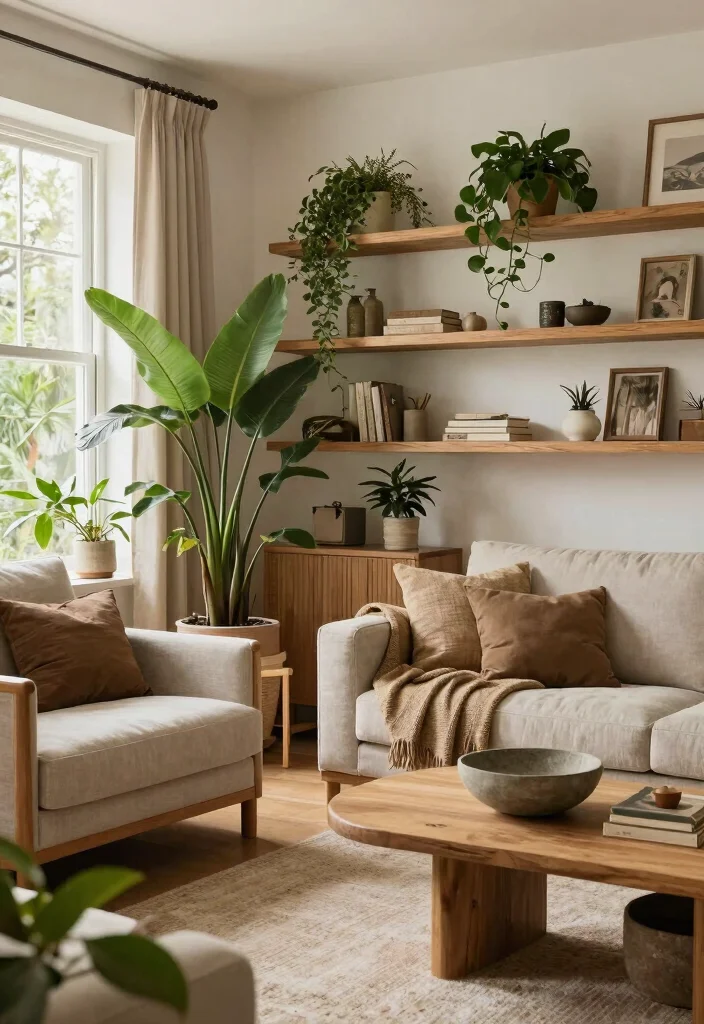 12 Cozy Living Room Ideas with Warm Colors 9. Bring in Natural Elements 0