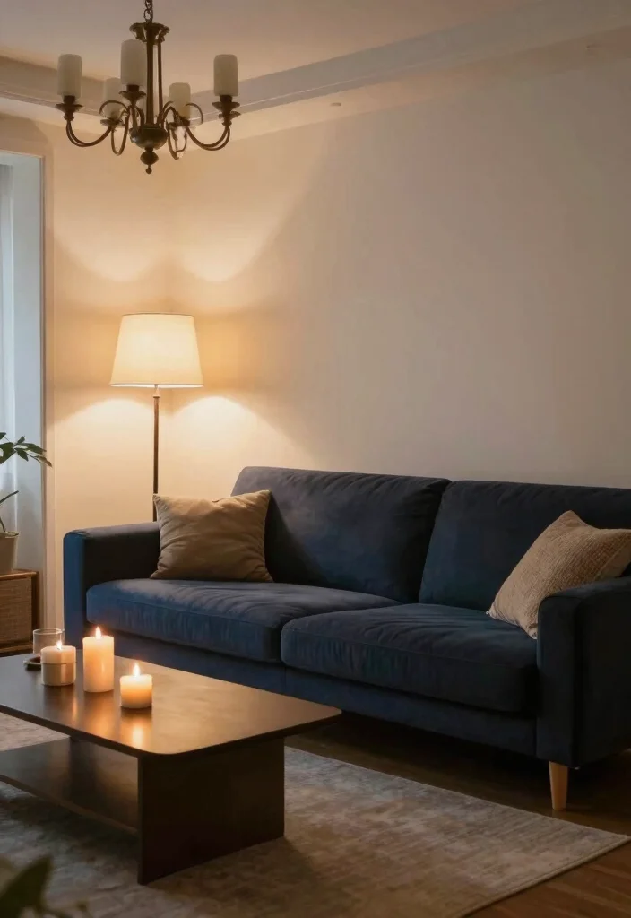 12 Dark Blue Sofa Living Room Ideas That Stand Out 61 12 Dark Blue Sofa Living Room Ideas That Stand Out 11. Soft Lighting Solutions 0