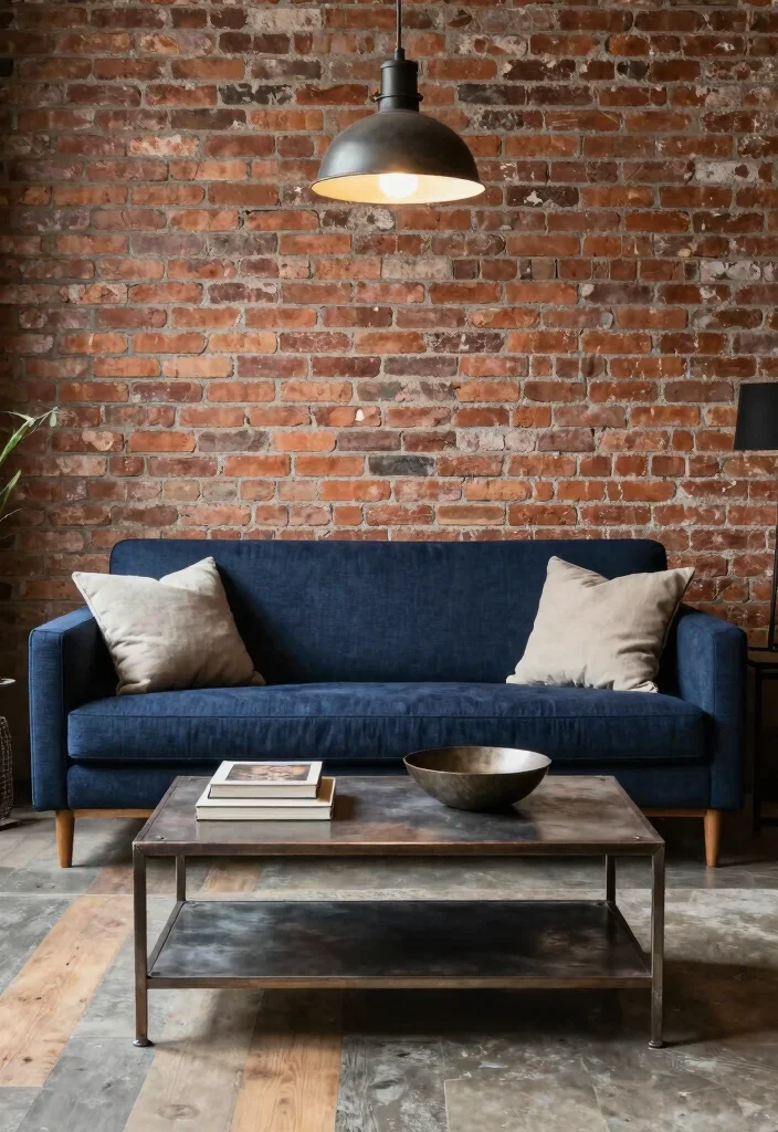 12 Dark Blue Sofa Living Room Ideas That Stand Out 26 12 Dark Blue Sofa Living Room Ideas That Stand Out 6. Industrial Chic 0
