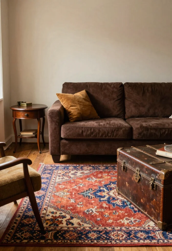 12 Dark Brown Sofa Living Room Ideas That Feel Grounded 26 12 Dark Brown Sofa Living Room Ideas That Feel Grounded 6. Vintage Finds 0