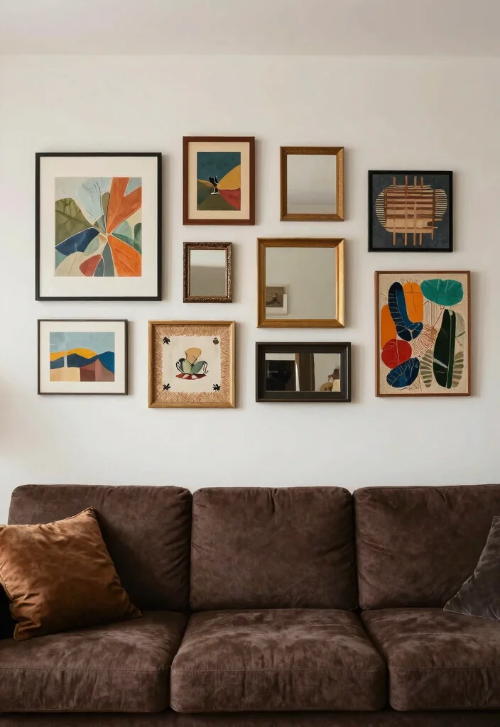 12 Dark Brown Sofa Living Room Ideas That Feel Grounded 37 12 Dark Brown Sofa Living Room Ideas That Feel Grounded 7. Wall Art Layering 0