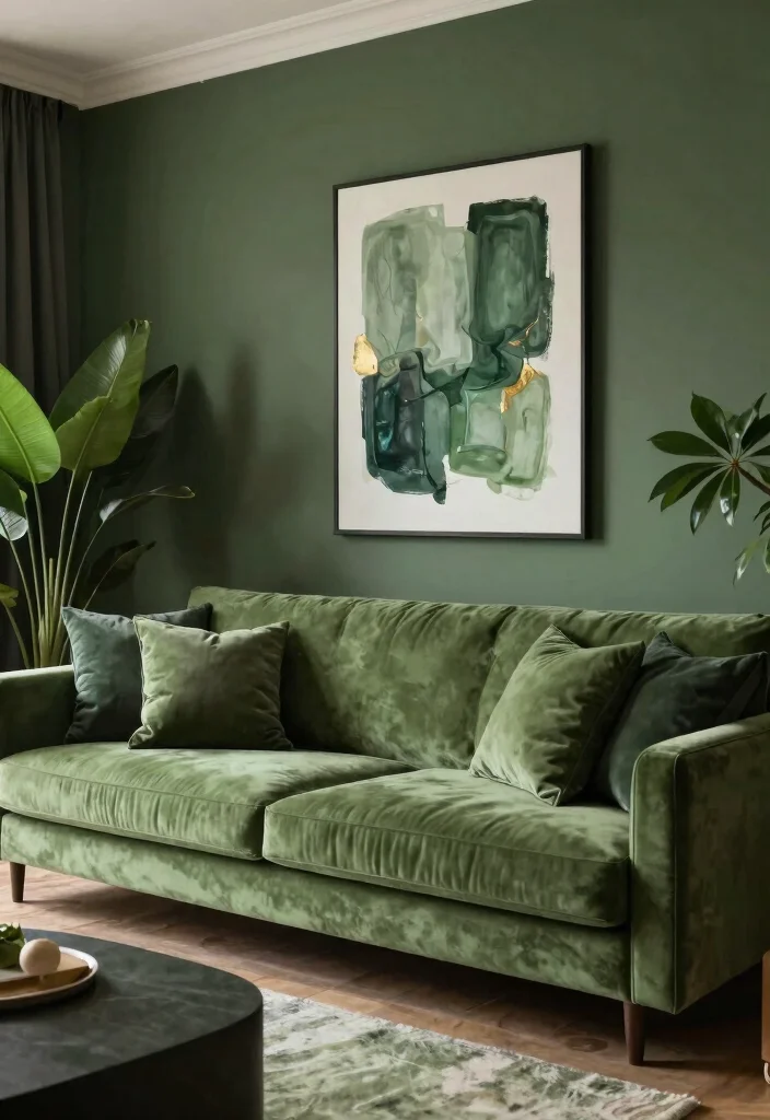 12 Dark Green Living Room Ideas with Rich Style 1 12 Dark Green Living Room Ideas with Rich Style 1. Embrace a Monochromatic Scheme 0