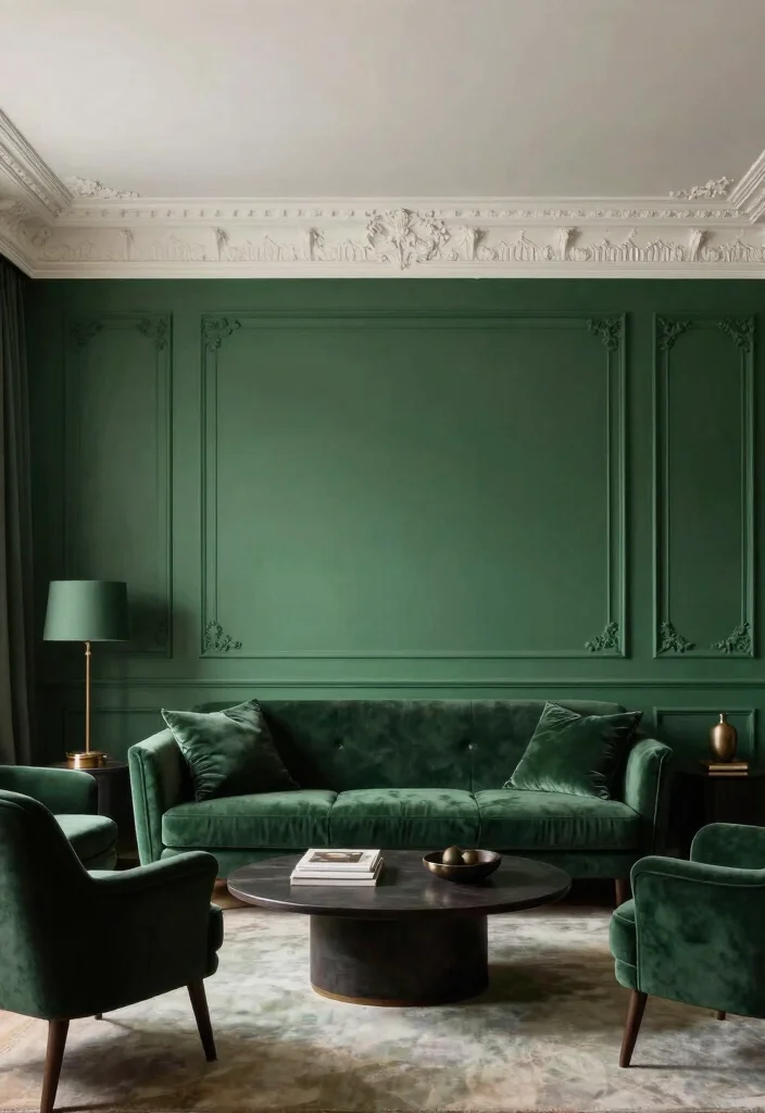 12 Dark Green Living Room Ideas with Rich Style 51 12 Dark Green Living Room Ideas with Rich Style 11. Play with Architectural Elements 0