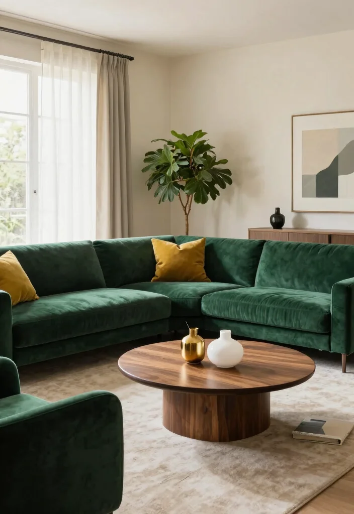 12 Dark Green Living Room Ideas with Rich Style 24 12 Dark Green Living Room Ideas with Rich Style 4. Go Bold with Dark Green Furniture 0
