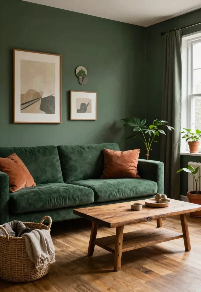 12 Dark Green Living Room Ideas with Rich Style 47 12 Dark Green Living Room Ideas with Rich Style 7. Mix in Earthy Tones 0