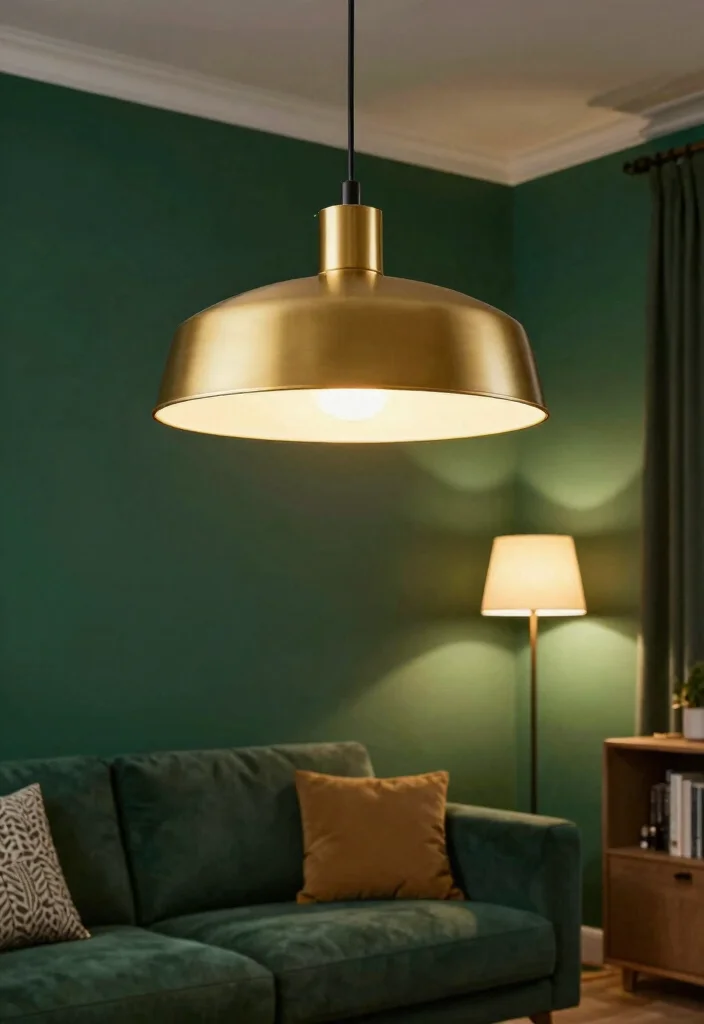 12 Dark Green Living Room Ideas with Rich Style 48 12 Dark Green Living Room Ideas with Rich Style 8. Use Statement Lighting 0