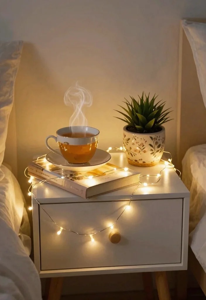 12 Fairy Lights Bedroom Ideas for Cozy Ambience 3. Bedside Glow 0