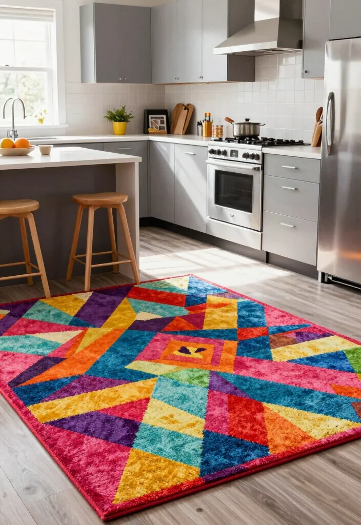 12 Funky Kitchen Ideas with Bold Personality 37 12 Funky Kitchen Ideas with Bold Personality 7. Statement Rugs 0