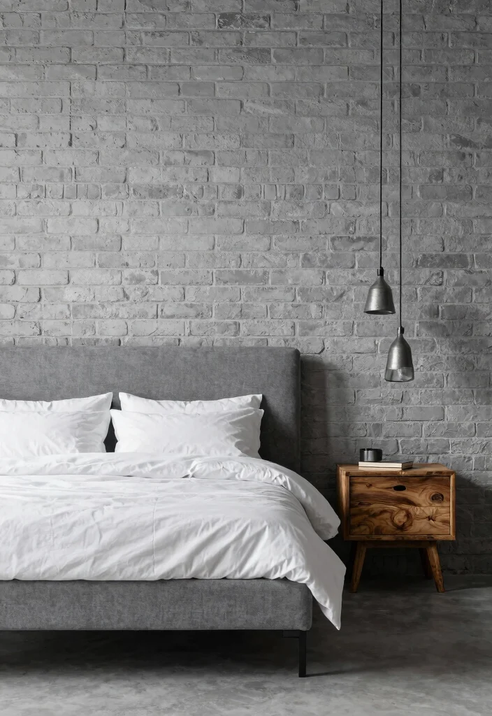 12 Gray and White Bedroom Ideas That Feel Peaceful 3 12 Gray and White Bedroom Ideas That Feel Peaceful 3. Cozy Industrial Vibes 0