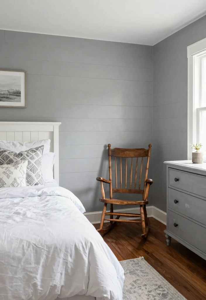 12 Gray and White Bedroom Ideas That Feel Peaceful 4 12 Gray and White Bedroom Ideas That Feel Peaceful 4. Soft Farmhouse Charm 0