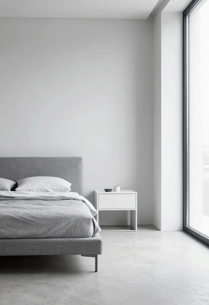 12 Gray and White Bedroom Ideas That Feel Peaceful 38 12 Gray and White Bedroom Ideas That Feel Peaceful 8. Modern Minimalism 0