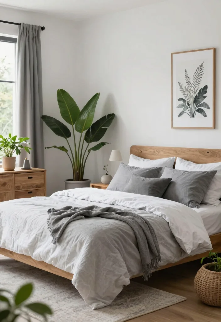 12 Gray and White Bedroom Ideas That Feel Peaceful 49 12 Gray and White Bedroom Ideas That Feel Peaceful 9. Nature Infused Serenity 0