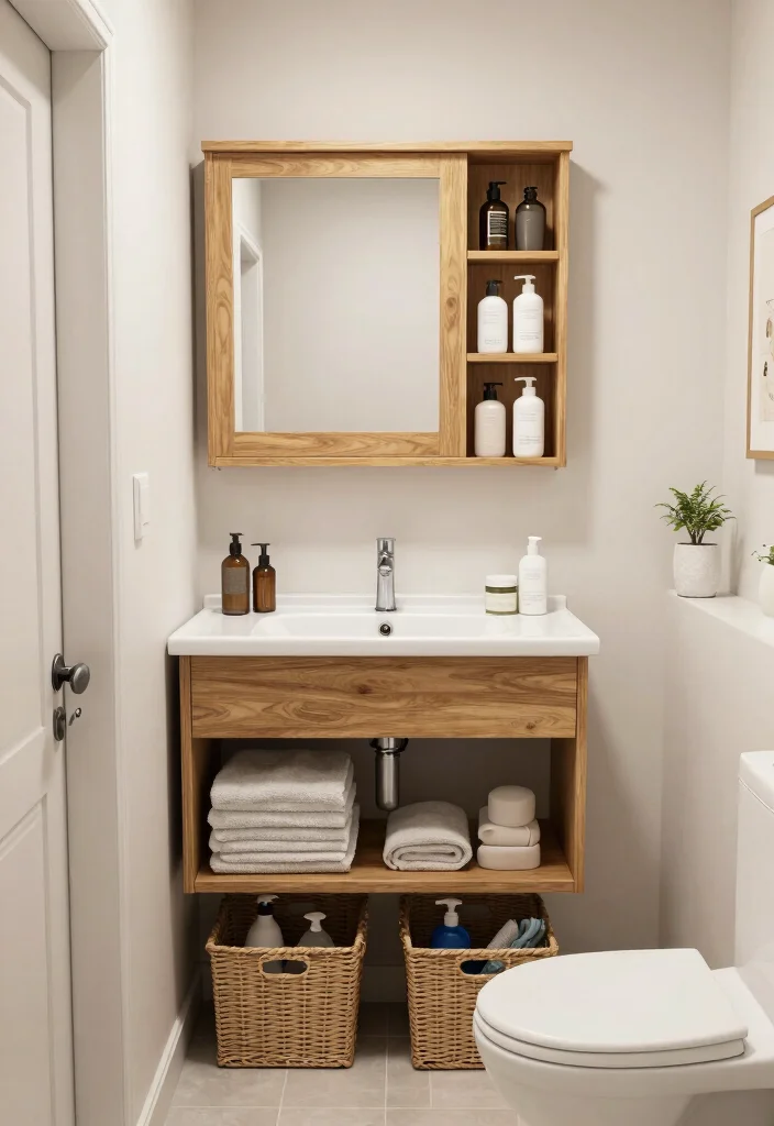 12 Hall Bathroom Ideas That Feel Welcoming and Functional 7. Smart Storage Solutions 0