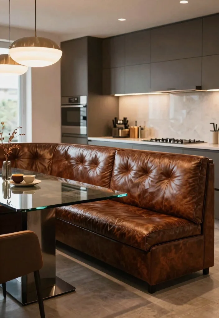 12 Kitchen Banquette Ideas for Cozy Dining 11. Luxury Leather Banquette 0