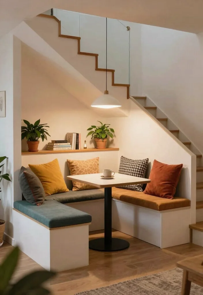 12 Kitchen Banquette Ideas for Cozy Dining 12. Under Stairs Banquette 0