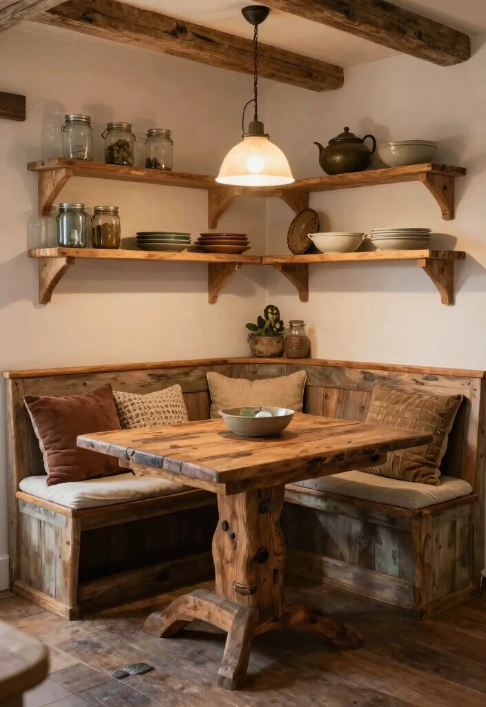 12 Kitchen Banquette Ideas for Cozy Dining 2. Rustic Farmhouse Vibe 0