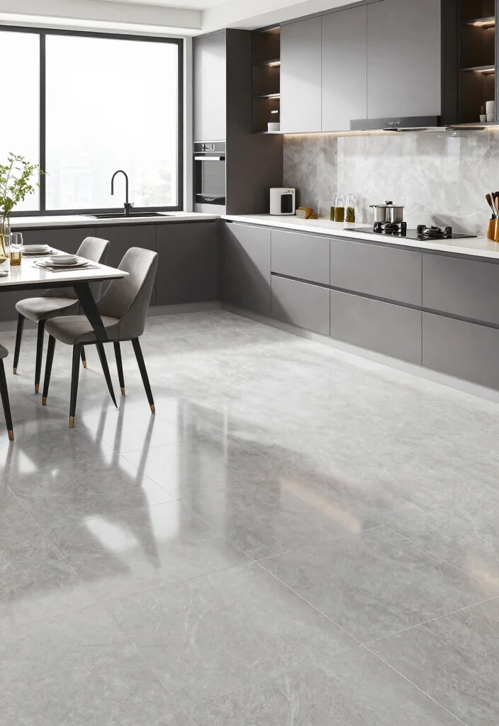 12 Kitchen Floor Ideas That Are Durable and Stylish 14 12 Kitchen Floor Ideas That Are Durable and Stylish 4. Porcelain Tile 0