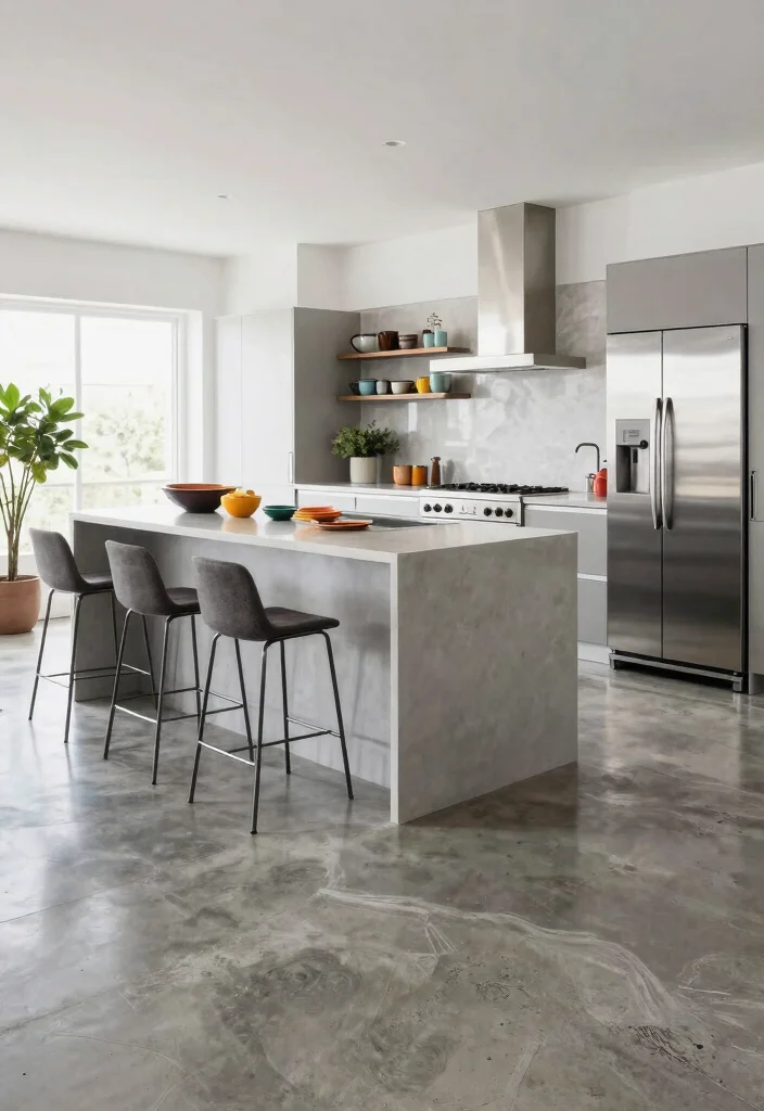 12 Kitchen Floor Ideas That Are Durable and Stylish 37 12 Kitchen Floor Ideas That Are Durable and Stylish 7. Concrete Flooring 0