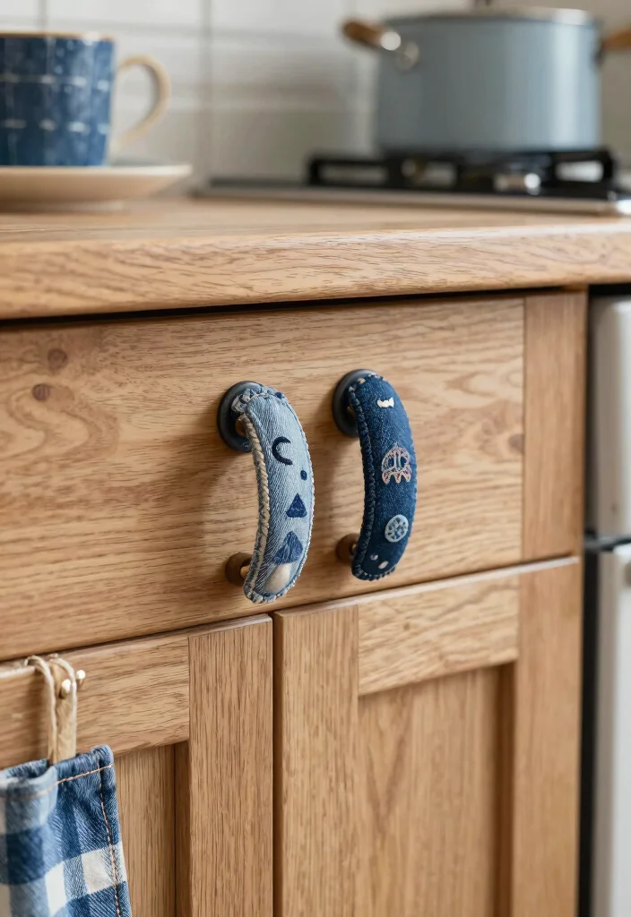 12 Kitchen Handle Ideas That Refresh Cabinets 38 12 Kitchen Handle Ideas That Refresh Cabinets 8. Upcycled Denim Handles 0