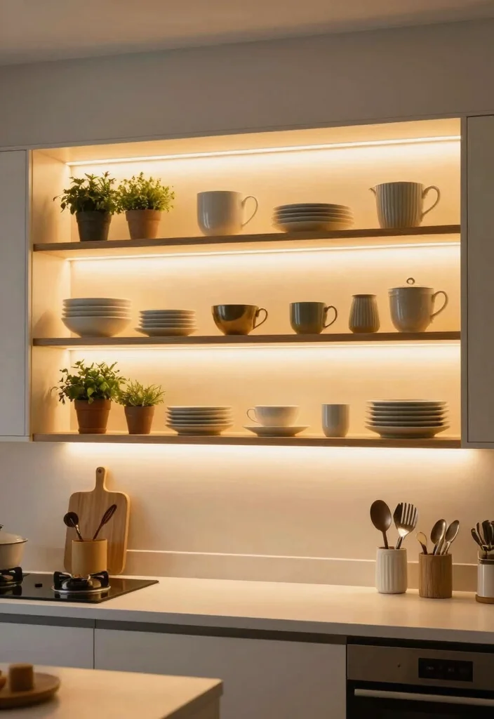 12 Kitchen Shelf Ideas That Balance Decor and Storage 50 12 Kitchen Shelf Ideas That Balance Decor and Storage 10. Under Shelf Lighting 0