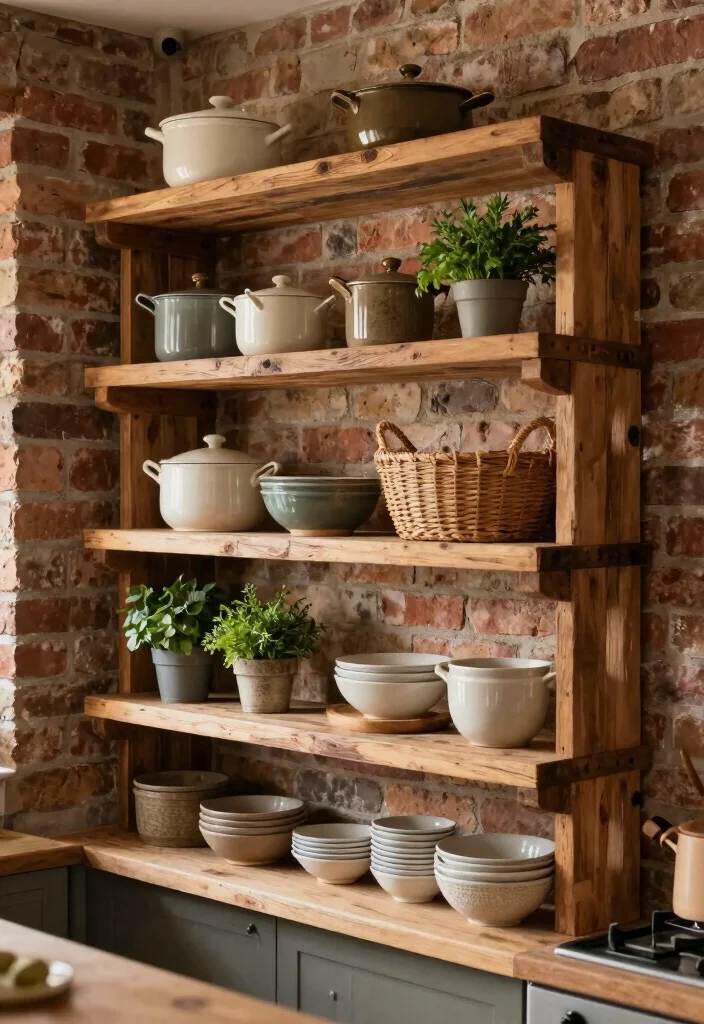 12 Kitchen Shelf Ideas That Balance Decor and Storage 25 12 Kitchen Shelf Ideas That Balance Decor and Storage 5. Rustic Wooden Shelves 0