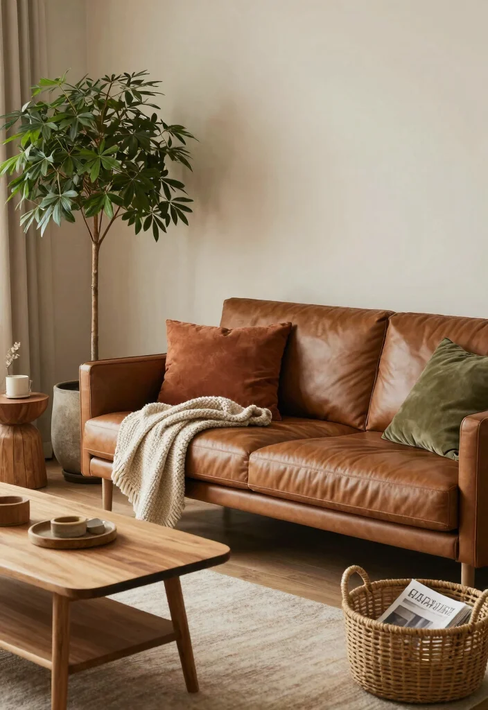 12 Leather Sofa Living Room Ideas with Timeless Style 1 12 Leather Sofa Living Room Ideas with Timeless Style 1. Earthy Tones and Natural Textures 0