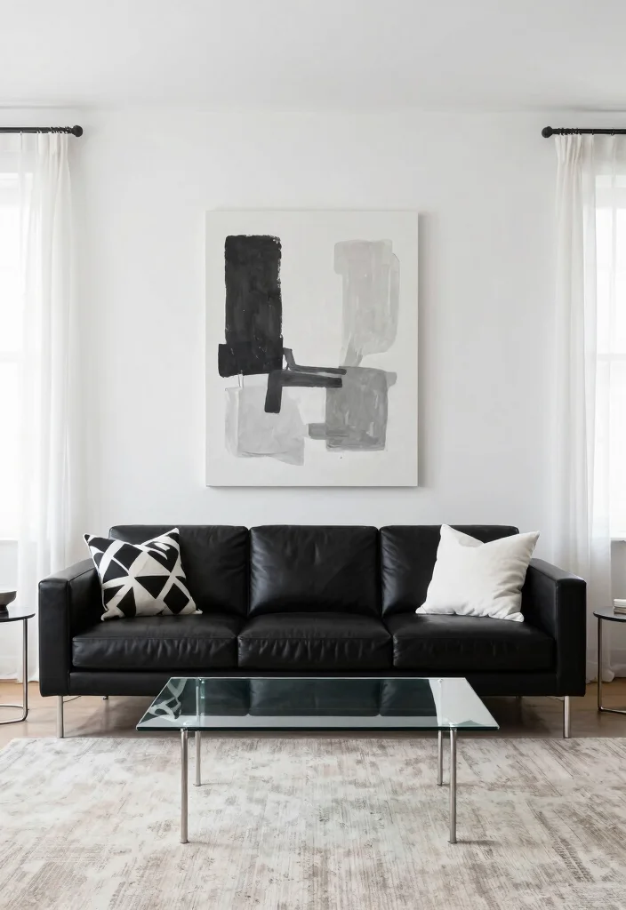 12 Leather Sofa Living Room Ideas with Timeless Style 2 12 Leather Sofa Living Room Ideas with Timeless Style 2. Minimalist Chic with Black Leather 0