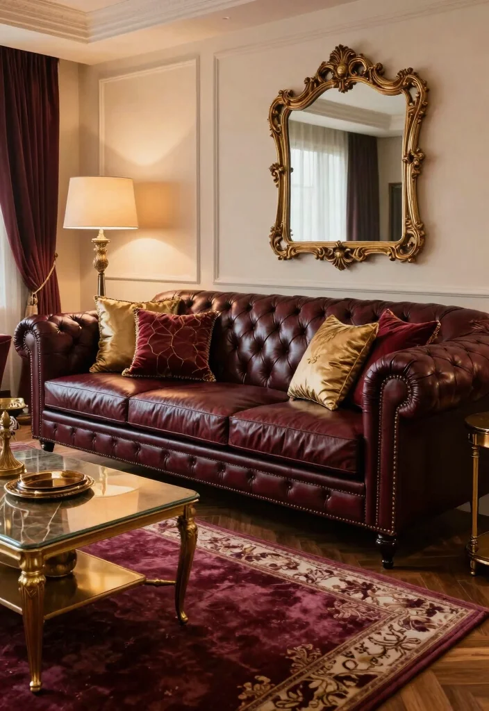 12 Leather Sofa Living Room Ideas with Timeless Style 3 12 Leather Sofa Living Room Ideas with Timeless Style 3. Vintage Glam with Tufted Leather 0