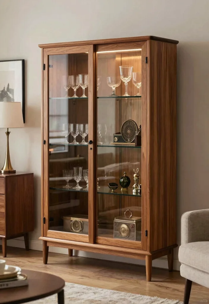 12 Living Room Cabinet Ideas for Storage and Style 23 12 Living Room Cabinet Ideas for Storage and Style 3. Statement Curio Cabinet 0