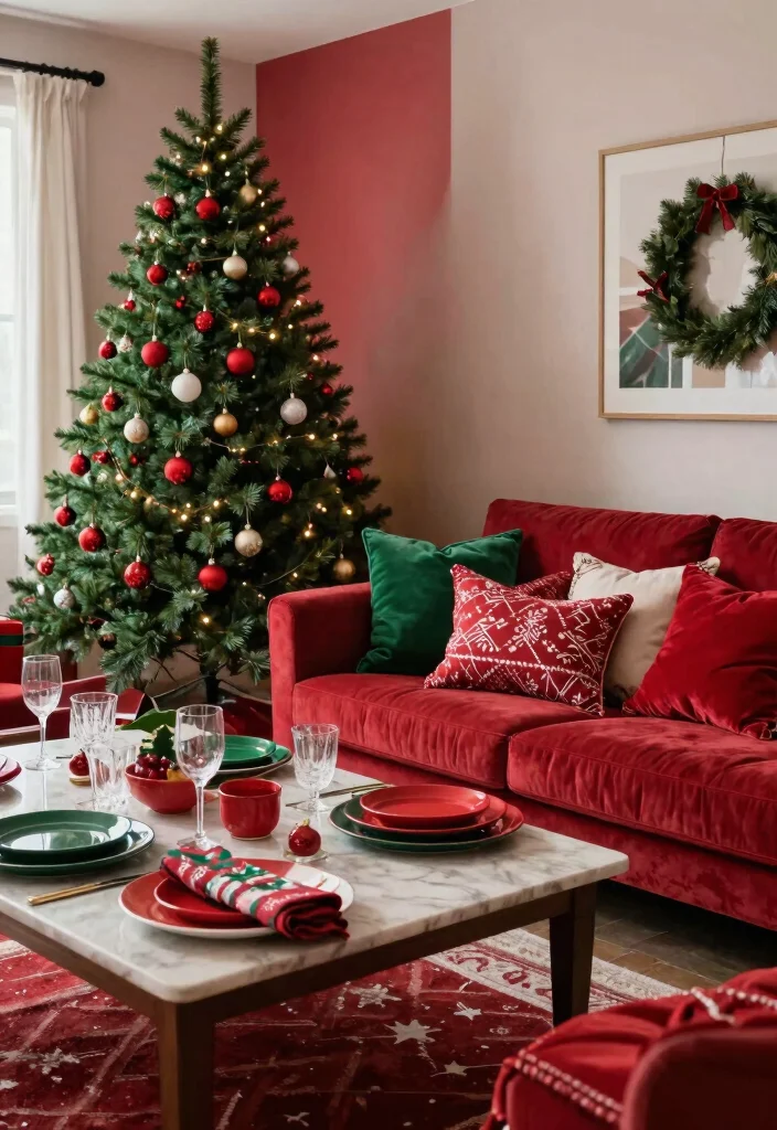 12 Living Room Christmas Decor Ideas That Feel Cozy 11. Themed Color Schemes 0