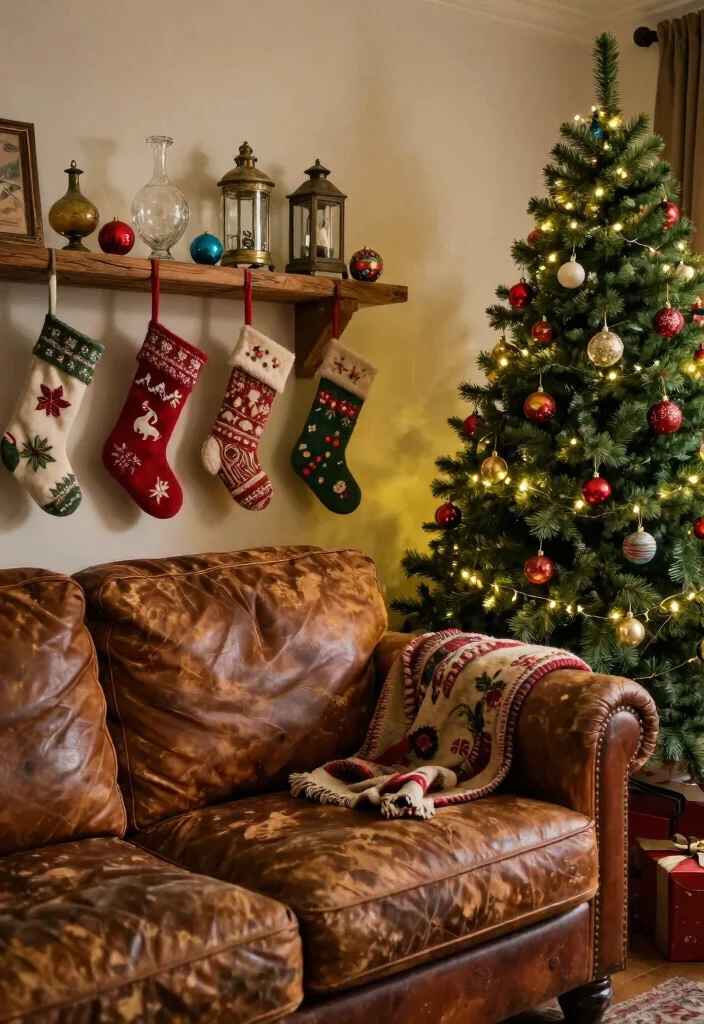 12 Living Room Christmas Decor Ideas That Feel Cozy 2. Vintage Ornaments and Decor 0