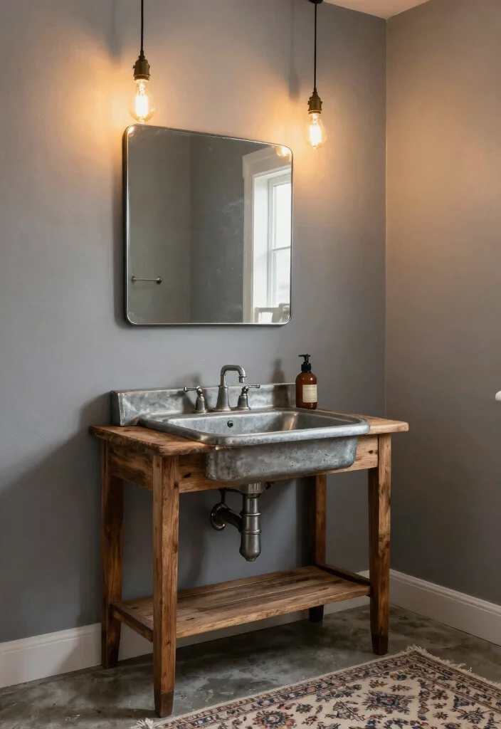 12 Masculine Bathroom Ideas with Bold and Clean Style 7. Vintage Industrial Elements 0