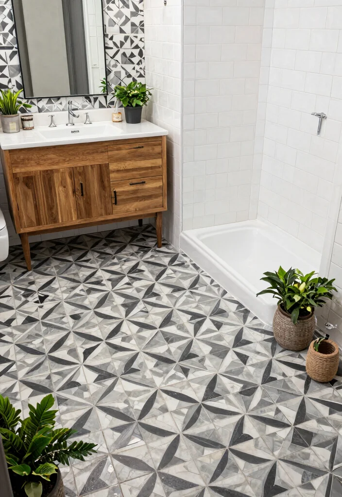 12 Masculine Bathroom Ideas with Bold and Clean Style 8. Unique Tile Patterns 0