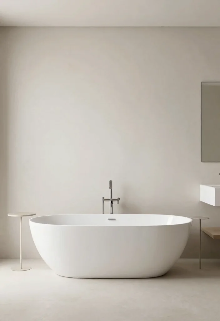 12 Minimalist Bathroom Decor Ideas for a Calm Clean Look 4. Opt for Freestanding Fixtures 0