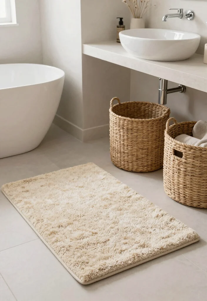 12 Minimalist Bathroom Decor Ideas for a Calm Clean Look 9. Add a Touch of Textures 0