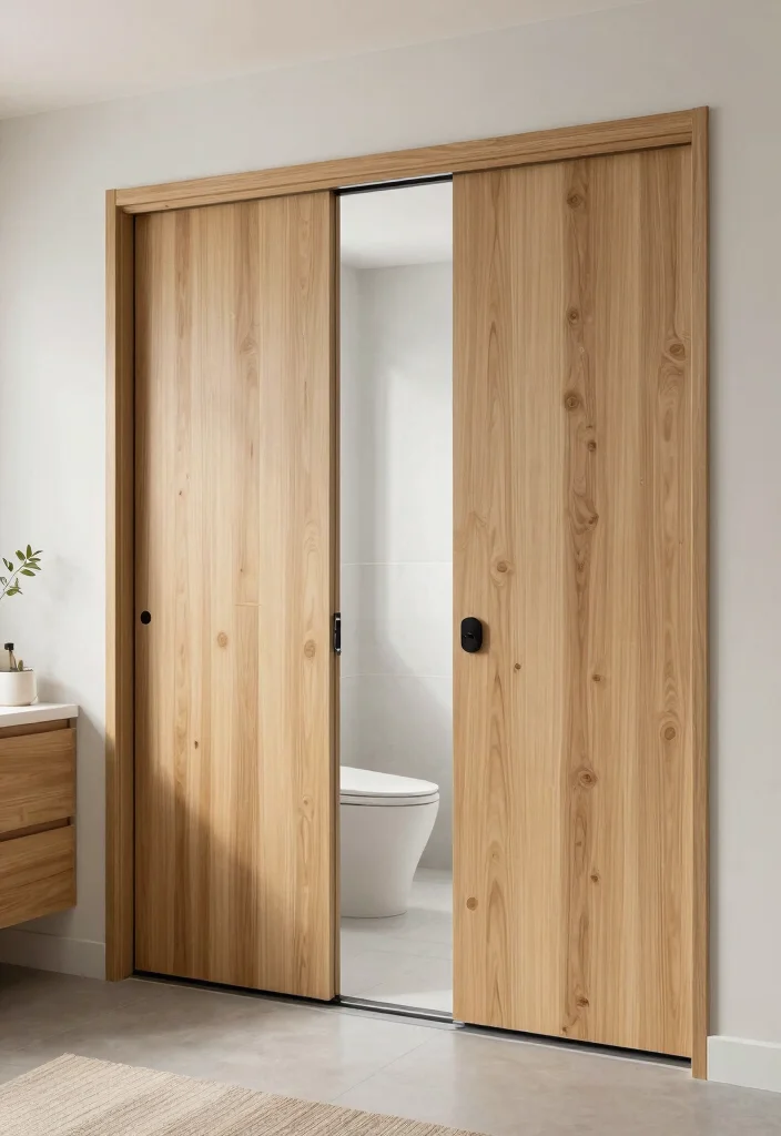 12 Modern Bathroom Door Ideas That Instantly Elevate Style 12. Eco Conscious Bi Fold Doors 0